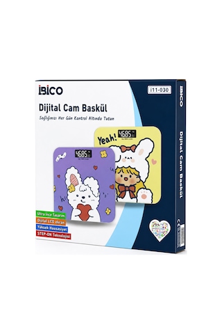 0221a Dijital - Pilli Desenli Renkli Cam Banyo Baskül Terazi Tartı Lcd Ekran 180kg/50gr 26x26cm İ11-030 5570
