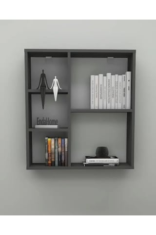 Reyo Enda Home Myra 5 Gözlü Çok Amaçlı Modern Duvar Rafı Antrasit Antrasit