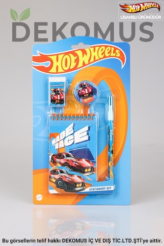 Hot Wheels Lisanslı Not Defteri, Gömme Kurşun Kalem, Silgi Ve Kalemtraş Seti, Turuncu
