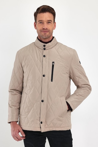 Sivaist Erkek Krem Standart Fit Normal Kesim Içi Kürklü Dik Yaka Çıtçıtlı Dolgulu Desenli Overcoat-Krem