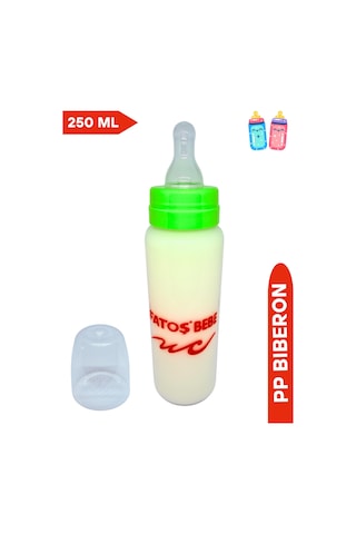 Fatoş Bebe Klasik Silikon Uçlu Pp Biberon Yeşil Rengi, 250 Ml