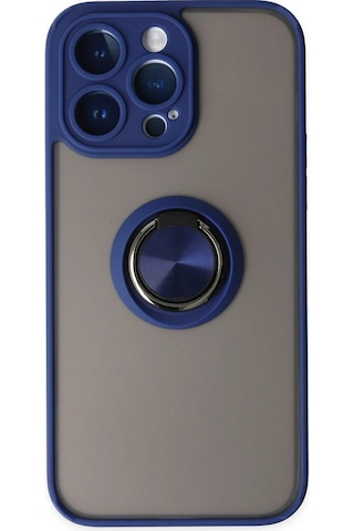Newface Apple iPhone Uyumlu 14 Pro Max Kılıf Montreal Yüzüklü Silikon Kapak Glblseme - 48 - Lacivert