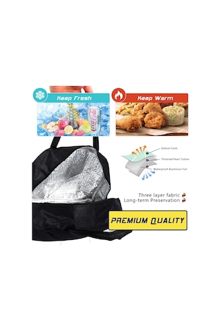 Öğle Yemeği Çantası, Yetişkinler Ve Çocuklar İçin Yalıtımlı Öğle Yemeği Çantaları, Ofis, Okul, Seyahat, Piknik İçin Yeniden Kullanılabilir Sızdırmaz Termal Öğle Yemeği Kutusu Siyah Çok Renkli