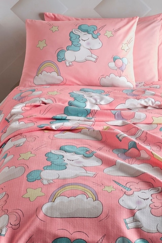 Enlora Home Pike Seti Baskılı Tek Kişilik Unicornio Pembe