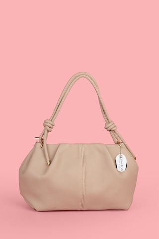 Westbag Kadın Büzgülü Dokulu Çanta Ve Mıknatıslı Cüzdan Seti Hediyelik Anneler Günü İkili Set Krem