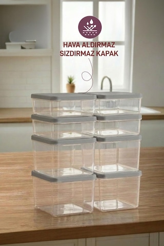 Selka Home 4 Adet 0.5 ve 4 Adet Derin 1 Lt. Nora Organizer Buzdolabı Buzluk Düzenleyici Saklama Kabı