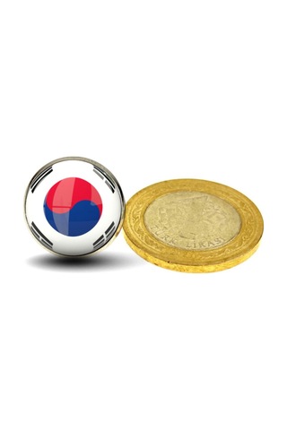 Güney Kore South Korea Bayrak Rozeti - Paslanmaz Çelik Yuvarlak Yaka Rozeti Çok Renkli