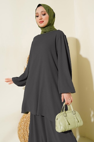Kadın Tunik Pantolon Alt Üst Takım 6663 - Antrasit Antrasit