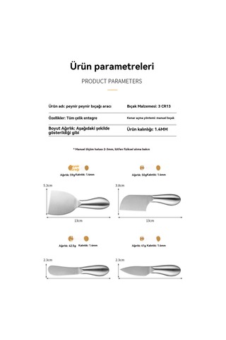 Aurora Tamamen Çelik Eyağıbıçağı Ayılmışbıçak Peynir Bıçağı Metal
