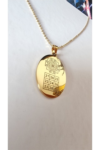 Sri Yantra Ve Kubera Yantra Satış Artırma Ve İş Başarısı Sayı Sekanslı Çelik Kolye Altın