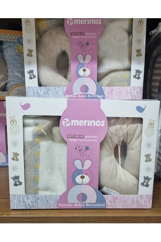 Bebek Battaniyesi + Boyunluk Kahverengi - Sarı - Ekru