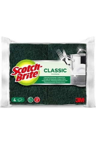 Scotch Brite Bulaşık Süngeri Yeşil 4'lü Klasik 4'lü