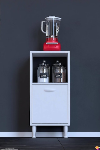 Lara 45 Cm Kapaklı Çok Amaçlı Mutfak Dolabı Mikrodalga Rafı Ekmeklik Kiler Modülü 45x87x32 Cm Beyaz