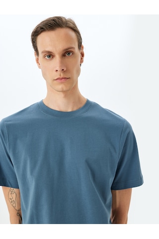 Koton Pamuklu Bisiklet Yaka Regular Fit Kısa Kollu Basic Tişört Mavi 5sam10099hk Mavi
