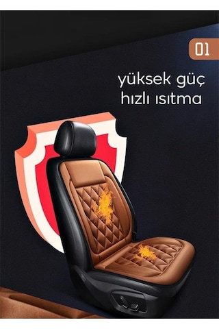 Polham 12v Araç İçi Isıtmalı Koltuk Minderi, Koltuk Kılıf Koruyuculu Isıtmalı Tüm Araçlara Uyumlu Minder