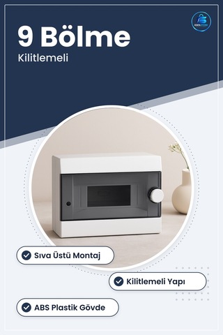 Sigorta Kutusu Sıva Üstü Kilitlemeli 9 Bölmeli Elektrik Pano Tesi
