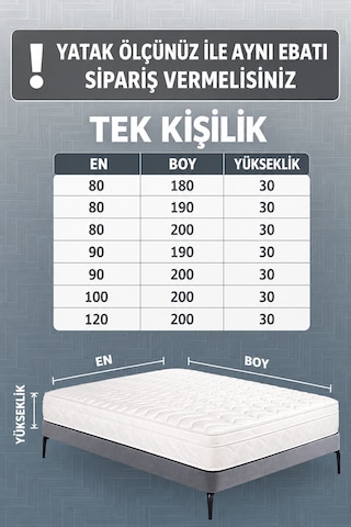 %100 Sıvı Geçirmez Pamuklu Tek Kişilik Yatak Koruyucu Alez Beyaz