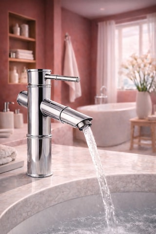 Viosa Lüx Premium Krom Bambu Model Modern Banyo Lavabo Bataryası Çeşmesi Musluğu Siyah