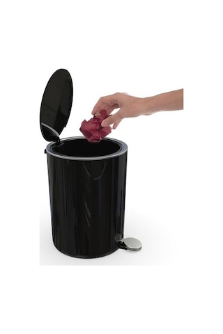 Primanova Lenox Siyah Pedallı Çöp Kovası 5 Litre M-E66-06 Siyah