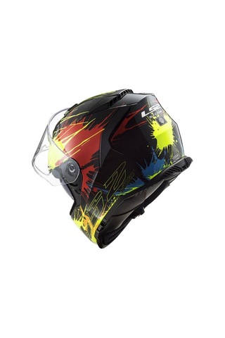 Ls2 Storm Drop Siyah - Sarı - Kırmızı Kask Kapalı Motosiklet Kask