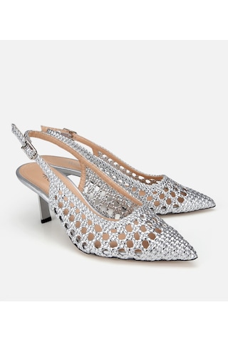 Hotiç Kadın Lame Örgü Detaylı Arkası Açık Kısa Topuklu Stiletto 01ayh322880a210 01ayh322880a210