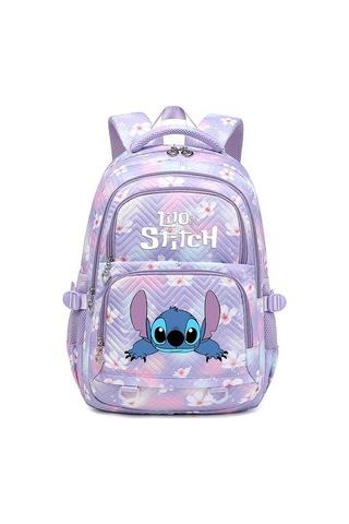 Daheng3 Lilo Stitch Zarif Çiçek Moda Kadın Sırt Çantası Kadın Taşınabilir Su Geçirmez Seyahat Çantası Genç Kız Öğrenciler Sırt Çantası Mochila Mor