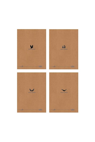 Wings Journal 4'lü Kareli A5 Defter Seti - Kraft Kapak