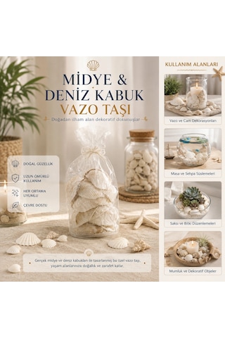 Poşetli Renkli Mix Midye - Deniz Kabuk Vazo Taşı 5047 Açık Altın