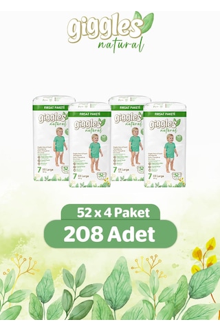 Giggles Natural Jumbo 7 Numara Pamuklu Bebek Bezi 208 Adet