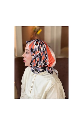 Mentoraly Modakaşmir Soyut Desenli Twill Eşarp turuncu