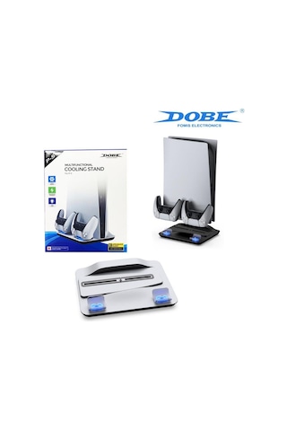Dobe PS5 Multi Fonksiyonlu Konsol Şarj Standı Fanlı Beyaz