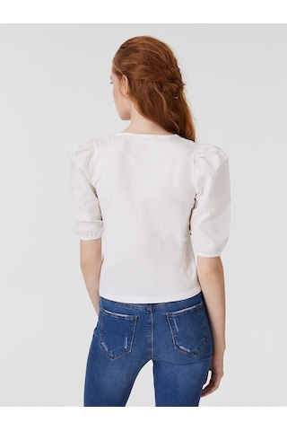 LOFT Slim Fit Kadın Tshirt K.kol Lf2031906 Q1.v1 Beyaz