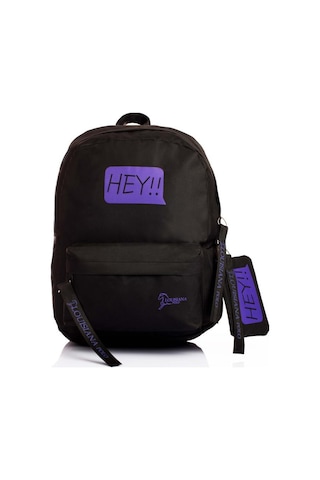Laptop Bölmeli Okul Çantası Hey!!! Siyah Mor 1525