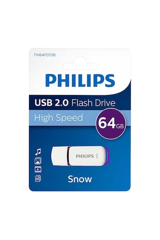Philips Fm64fd70b/00 Snow Mor/beyaz 64 Gb Usb 2.0 Flash Bellek
