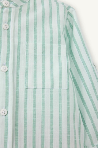 Defacto Erkek Bebek Poplin 2li Takım Çizgili Gömlek Pantolon G7103a526spgn391 Yeşil-gn391