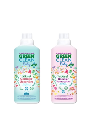 Green Clean Baby Organik Lavanta Yağlı Bitkisel Çamaşır Deterjanı 1 L + Çamaşır Yumuşatıcı 1 L