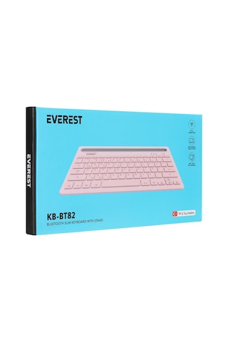 Everest Pembe-gri Bluetooth Ultra İnce+şarjlı Q Mac-win-android-Apple Uyumlu iOS Kablosuz Klavye