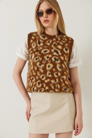 Shade Kadın Şardonlu Leopar Desenli Süveter 20246281 - Kahverengi-camel Çok Renkli