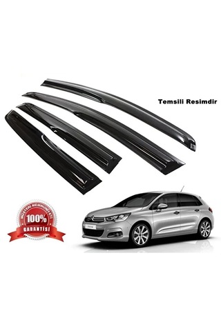 Citroen C4 2012 - 2020 Parlak Siyah Mügen Cam Rüzgarlığı Citroen C4 Tüm Kasalar 4 Lü Set Rüzgarlı
