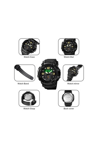 Sones Skmeı 9253 Erkek Kronometre Tarih Altı Pimli Paslanmaz Çelik Kayışlı Kuvars Saat Gümüş Siyah