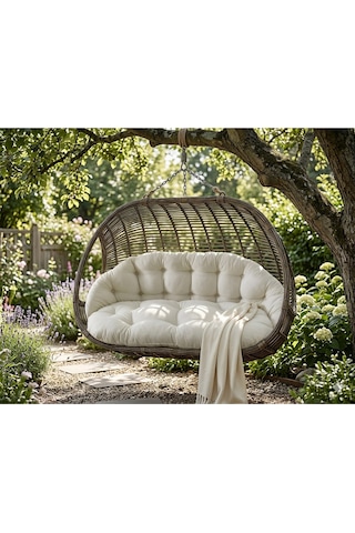 Çift Kişilik Salıncak Minderi Sadece Minder 60x120 Cm Oturma Bej