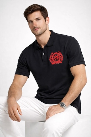 U.S. Polo Assn. Uspa Polo Yaka Baskılı Erkek T-shırt Siyah