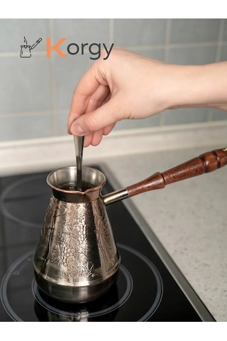 Korgy Türk Kahvesi Cezvesi Bakır Cezeva İle Kaşık 600 Ml 305326286