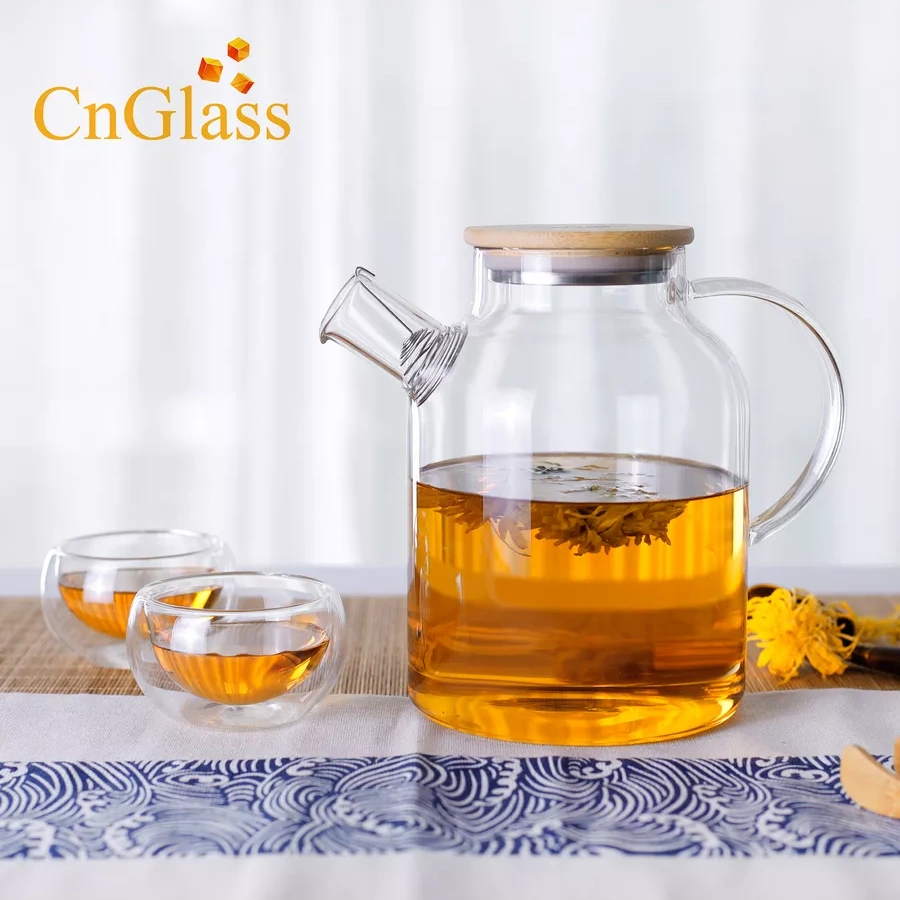 Cnglass 1500 Ml Bambulu Kapaklı Isıya Dayanıklı Demlik 18588317 Beyaz