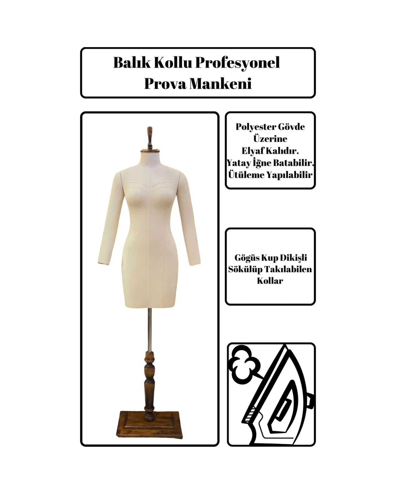 42 Beden Profesyonel Kollu Prova Mankeni Terzi Mankeni: Profesyonel Dikiş Deneyimi 8340