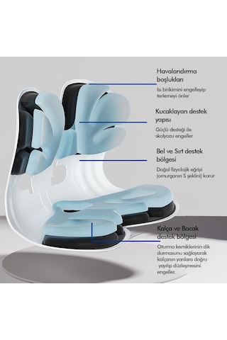 Ergonomik Bel Destekli Oturma Minderi Postür Düzeltici İş Ev Ve Araç Kaymaz Sırt Ve Koltuk Yastığı