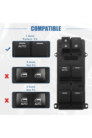 Araba Sol Ön Pencere Anahtarı, Sürücü Tarafı Kontrol Kapısı Ana Güç Anahtarı, İtme Düğmesi, Siyah, Manuel Çalışma, Honda Crv 20122013 İçin Uygun