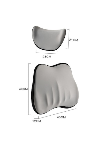 Sones Araba Hafızalı Köpük Boyun Yastığı Araba Boyun Desteği İpek Yastık Araba Koltuğu Servikal Yastık, Stil: Bel Pedi Gri