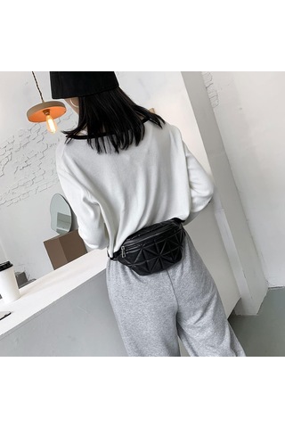 Bel Çantası Moda Kafes Desen Göğüs Çantası Kadın Düz Renk Zincir Fanny Bel Kemeri Kese Günlük Seyahat Çapraz Omuz Çantası Pembe