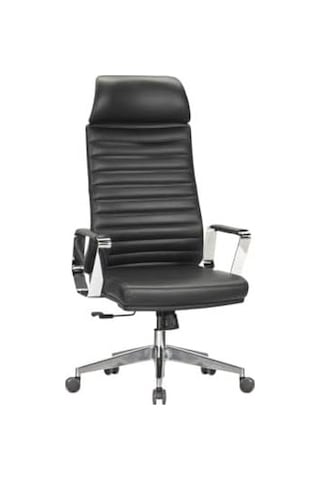 Atom Ofis Sunset Deri Yönetici Çalışma Koltuğu, Siyah, Alüminyum Ayak, Multitilt Mekanizma, 51x52x125-135 Cm Çok Renkli